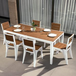 Comedor Tipo Madera 6 Puestos Sin Brazo