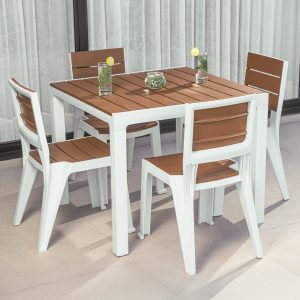 Comedor Tipo Madera 4 Puestos Sin Brazo
