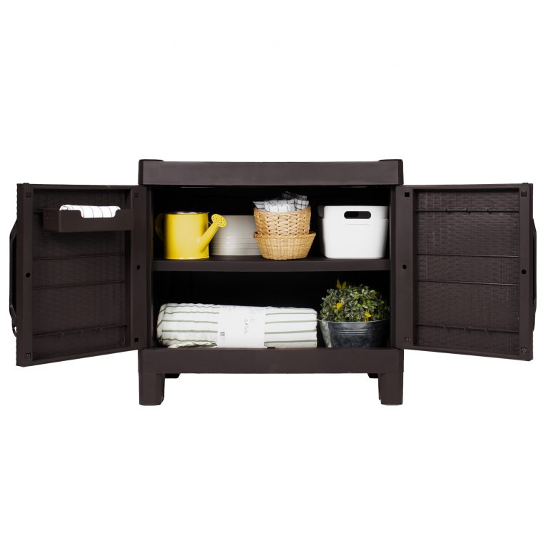 Armario pequeño plastico interior exterior puerta abierta