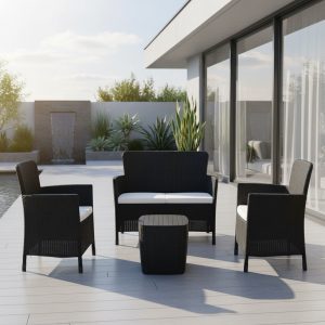 Juego de sala jardin exterior 4 puestos terraza