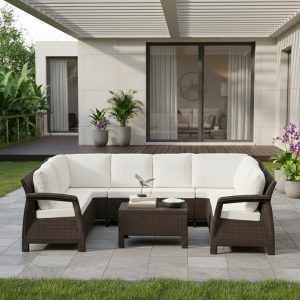 Sala jardin terraza exterior tipo c cojineria de lujo asiento y espaldar