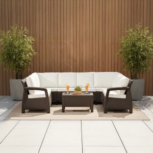 Sala jardin terraza exterior tipo c cojineria de lujo asiento y espaldar