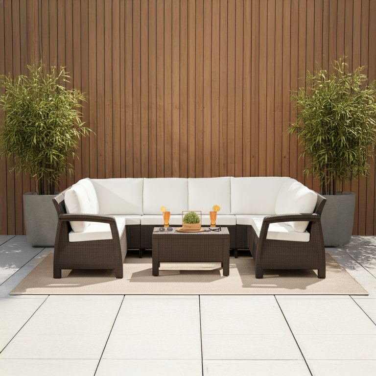 Sala jardin terraza exterior tipo c cojineria de lujo asiento y espaldar