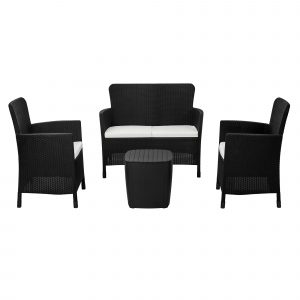 Juego de sala jardin exterior 4 puestos terraza fondo blanco