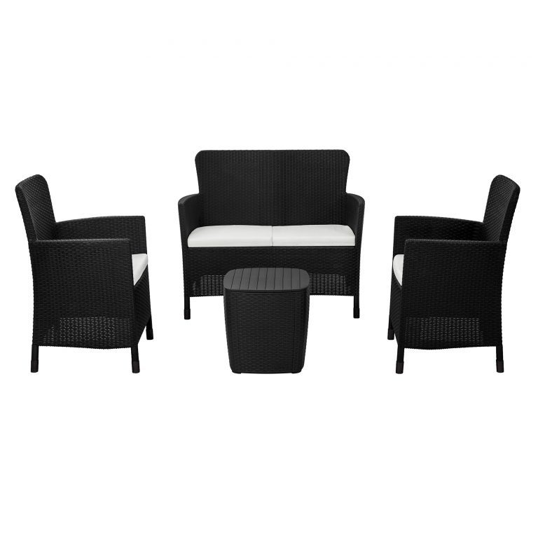 Juego de sala jardin exterior 4 puestos terraza fondo blanco