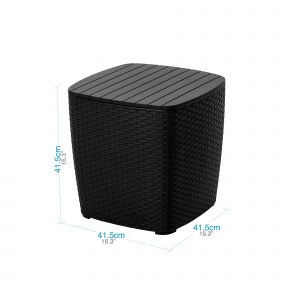 Juego de sala jardin exterior 4 puestos terraza mesa baul medidas