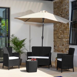 Juego de sala jardin exterior 4 puestos terraza