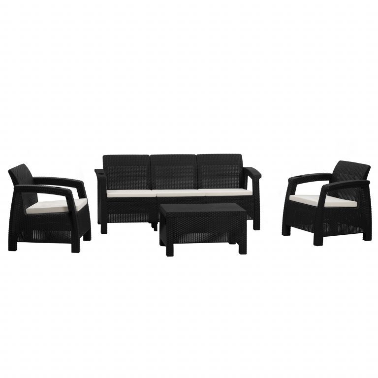 Sala elegance 5 puestos jardin terraza fondo blanco