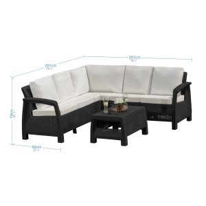 Sala esquinera jardin exterior L medidas