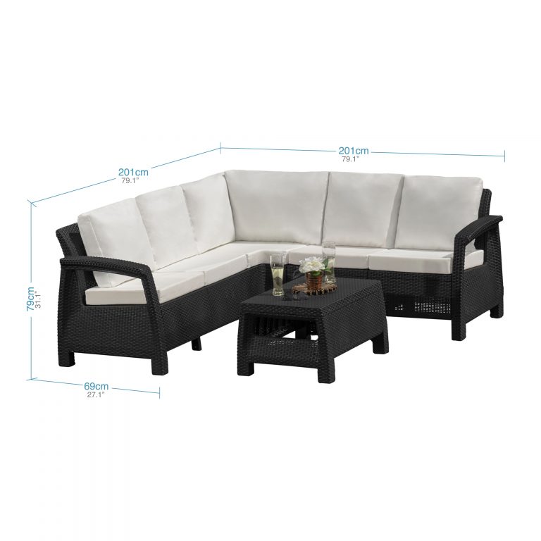 Sala esquinera jardin exterior L medidas