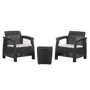 Sala exterior jardin 2 puestos mesa tipo baul juego