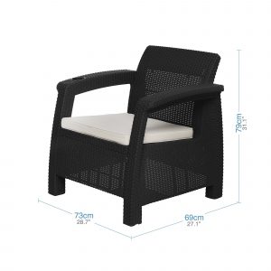 Sala exterior jardin 2 puestos mesa tipo baul medidas sillon