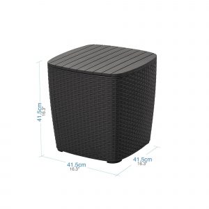 Sala exterior jardin 2 puestos mesa tipo baul medidas mesa