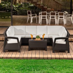 Sala jardin terraza exterior tipo c cojineria de lujo asiento y espaldar