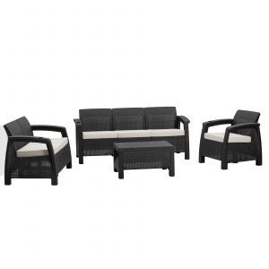 Sala exterior jardin 6 puestos terraza general fondo blanco