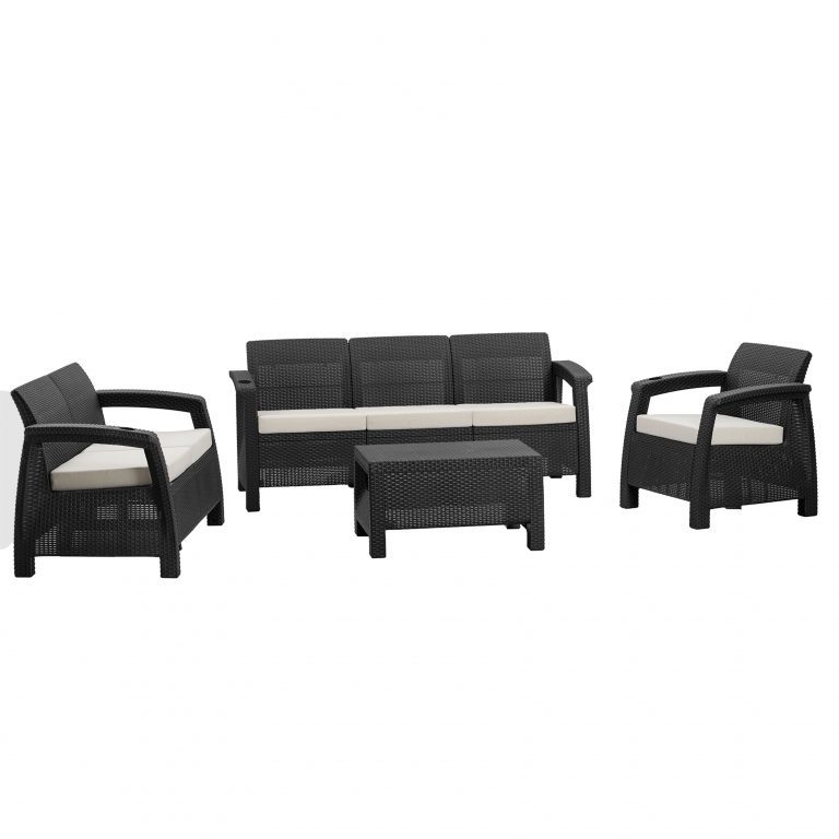 Sala exterior jardin 6 puestos terraza general fondo blanco