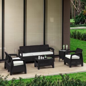 Sala exterior jardin 6 puestos terraza ambientada