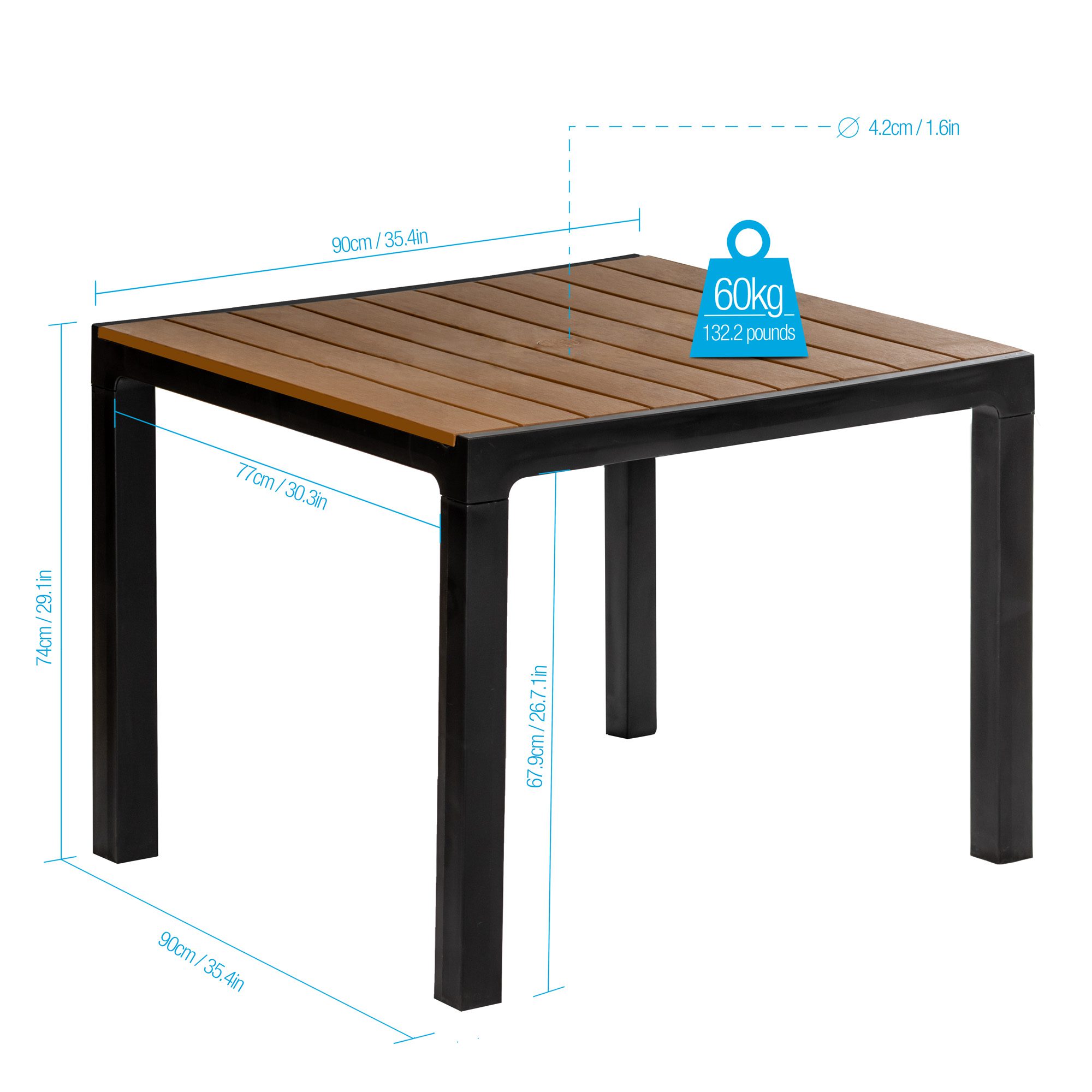 Comedor exterior desayunador jardin 4 puestos fondo blanco isometrica mesa