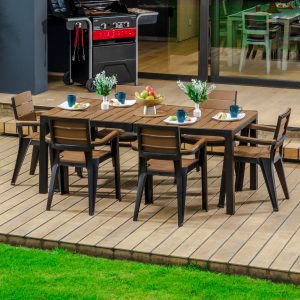 Comedor exterior 6 puestso jardin ambientada Comedor exterior 6 puestso jardin ambientada