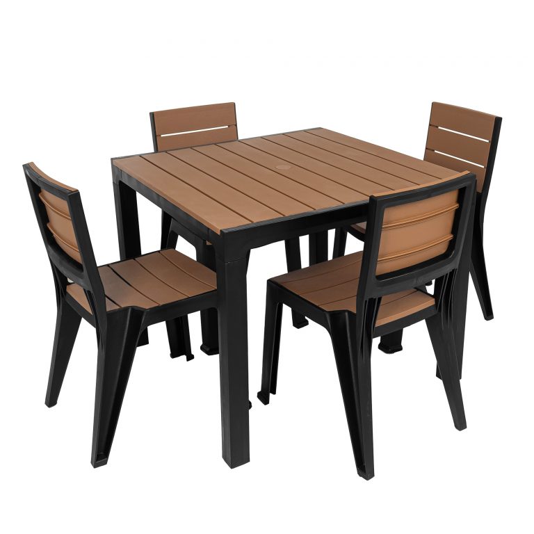 Comedor exterior 4 personas textura fondo blanco Comedor exterior 4 personas textura fondo blanco